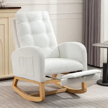 Plush Rocking Chair With Footrest