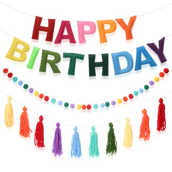 Happy Birthday Banner, Garland and Tassles