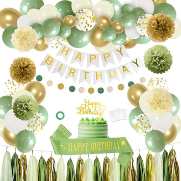 Sage Green Birthday Party Decorations Kit
