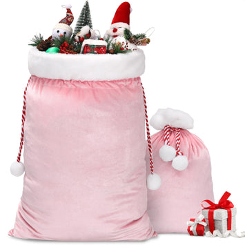2Pcs Velvet Christmas Present Sack