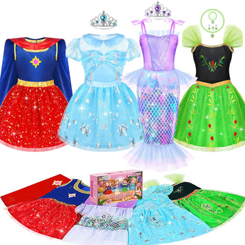 16 PCS Princess Costumes Set (Ages 3–6)