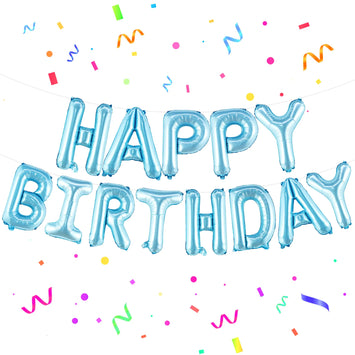 Light Blue Happy Birthday Balloons - 16