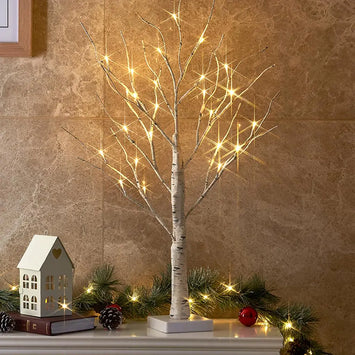 LED White Birch Tabletop Tree