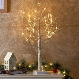 LED White Birch Tabletop Tree