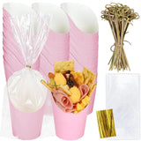 50Pcs Pink Charcuterie Cups with Bamboo Sticks