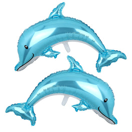 2 Pcs Dolphin Shape Mylar Foil Balloons