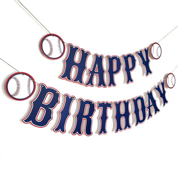 Navy Blue Baseball Birthday Banner