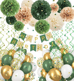 34Pcs Sage Green Birthday Decorations Kit