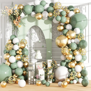166 PCS Sage Green Balloon Arch Kit