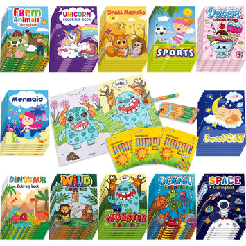 72 Pcs Coloring Books with Crayons