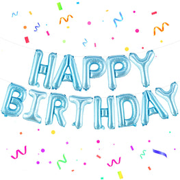 Light Blue Happy Birthday Balloons - 16