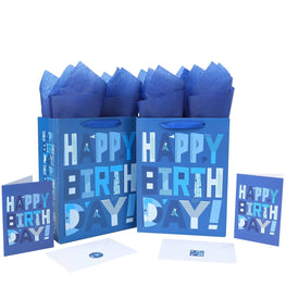 2 Pack Gift Bags with Greeting Card and Tissue Paper