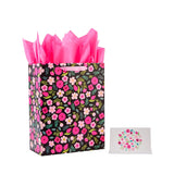 13" Flower Large Gift Bag with Tissue Paper and Card