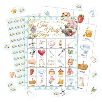Tea Party Bingo Game Cards