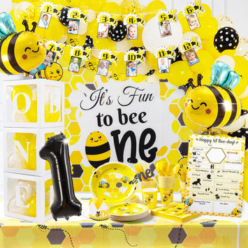 300+pcs ITS FUN TO BEE ONE First Birthday Decorations