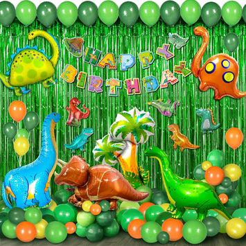 Dino Balloons, Banner & Curtains