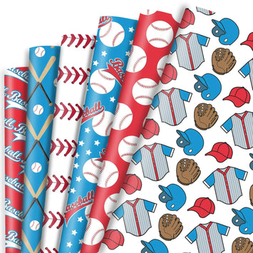 6 Pack Baseball Wrapping Paper