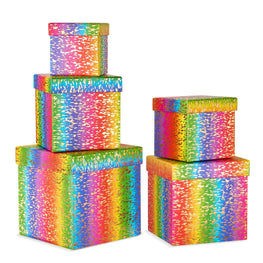 5PCS Rainbow Gold Foil Nested Gift Box Set