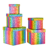 5PCS Rainbow Gold Foil Nested Gift Box Set