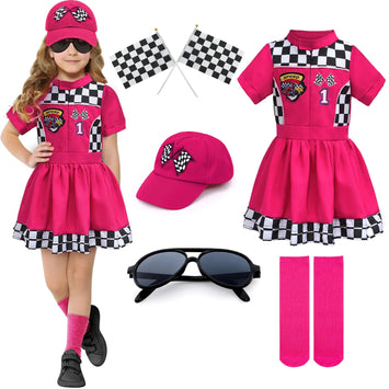 8pcs Kids Girls Race Car Driver Costume