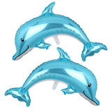 2 Pcs Dolphin Shape Mylar Foil Balloons