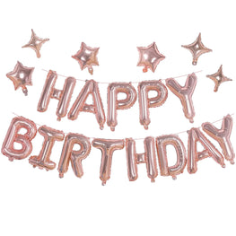 24pcs Rose Gold Happy Birthday Mylar Foil Balloon Banner