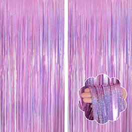 2Pack Blue/Pink Party Foil Fringe Backdrop/Curtain
