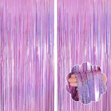2Pack Blue/Pink Party Foil Fringe Backdrop/Curtain