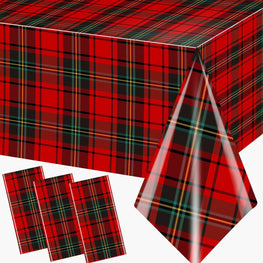 3 Pcs Buffalo Plaid Tablecloth