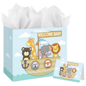 13" Large Baby Gift Bag with Card and Tissue Paper