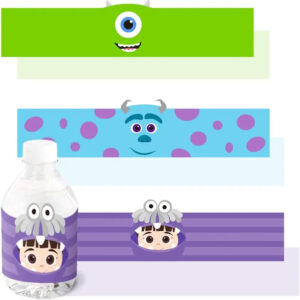 24Pcs Monster Theme Birthday party Water Bottle Labels