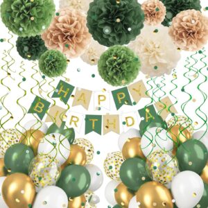 34Pcs Sage Green Birthday Decorations Kit