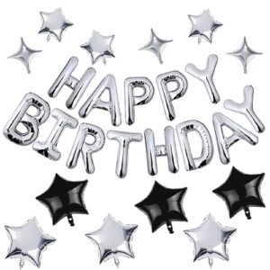 13pcs 16" Mylar Foil Letters with 12pcs Star Balloons Birthday Banner
