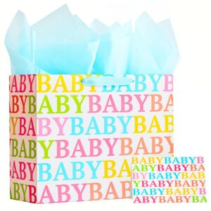 Large Gift Bag for Baby Shower with Tissue Paper and Card
