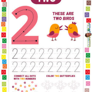Number 2 Trace, Color and Connect - FREE Worksheet