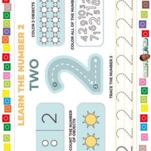 Number 2 Count, Color and Trace - FREE Worksheet