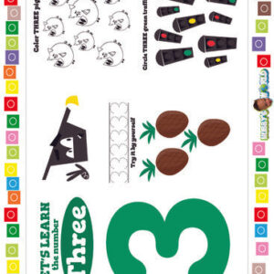 Number 3 Trace, Color and Identify - FREE Worksheet