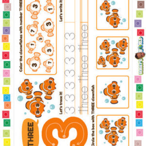 Number 3 Trace, Color and Identify - FREE Worksheet