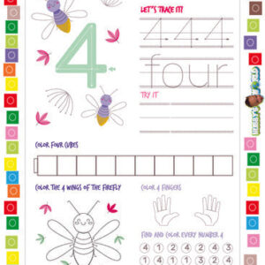 Number 4 Trace, Color and Find - Free Worksheet