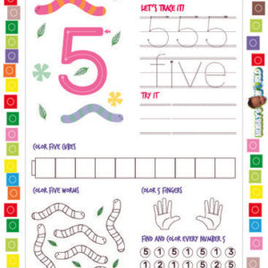 Number 5 Trace, Color and Find - FREE Worksheet