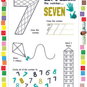 Number 7 Trace, Draw, Identify, Color - FREE Worksheets