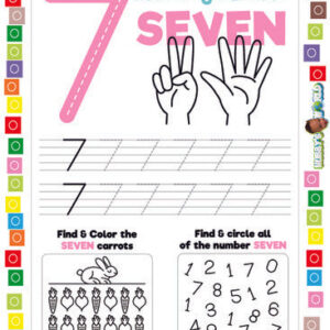 Number 7 Count, Trace,  Color and Identify - FREE Worksheet