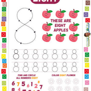 Number 8 Trace, Identify and Color - FREE Worksheet