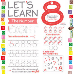 Number 8 Trace, Color and Identify - FREE Worksheet