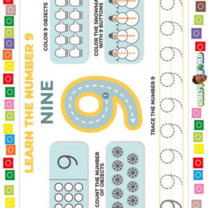 Number 9 Count, Trace and Color - FREE Worksheet