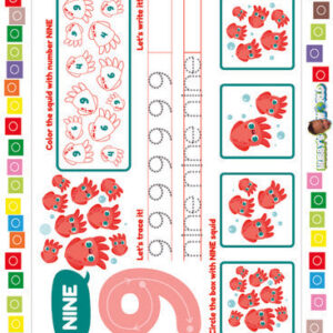 Number 9 Color, Trace and Identify - FREE Worksheet