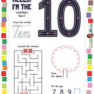 Number 10 Trace, Draw and Count - FREE Worksheet