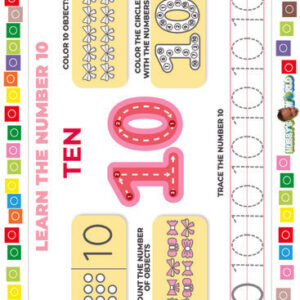 Number 10 Count, Color and Trace - FREE Worksheet