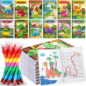 12 Dinosaur Mini Coloring Books with Stacking Crayons