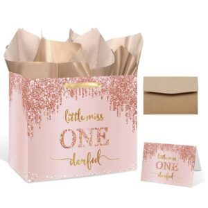 Little Miss One derful Gift Bag with Tissue Paper and Card